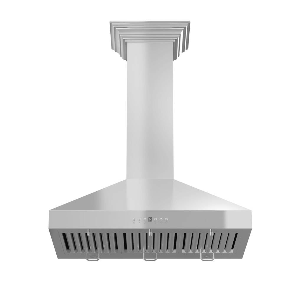 48'' Wall Mount Range Hood in Stainless Steel with Crown Molding