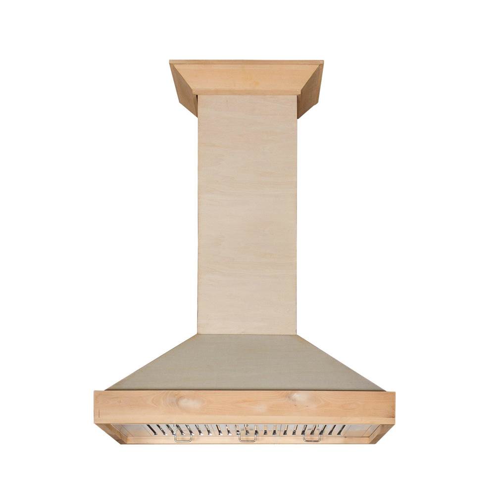 Z-Line - 36'' Unfinished Wooden Wall Mount Range Hood - Includes Motor