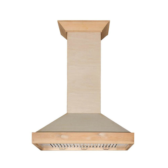 Z-Line - 36'' Unfinished Wooden Wall Mount Range Hood - Includes Motor