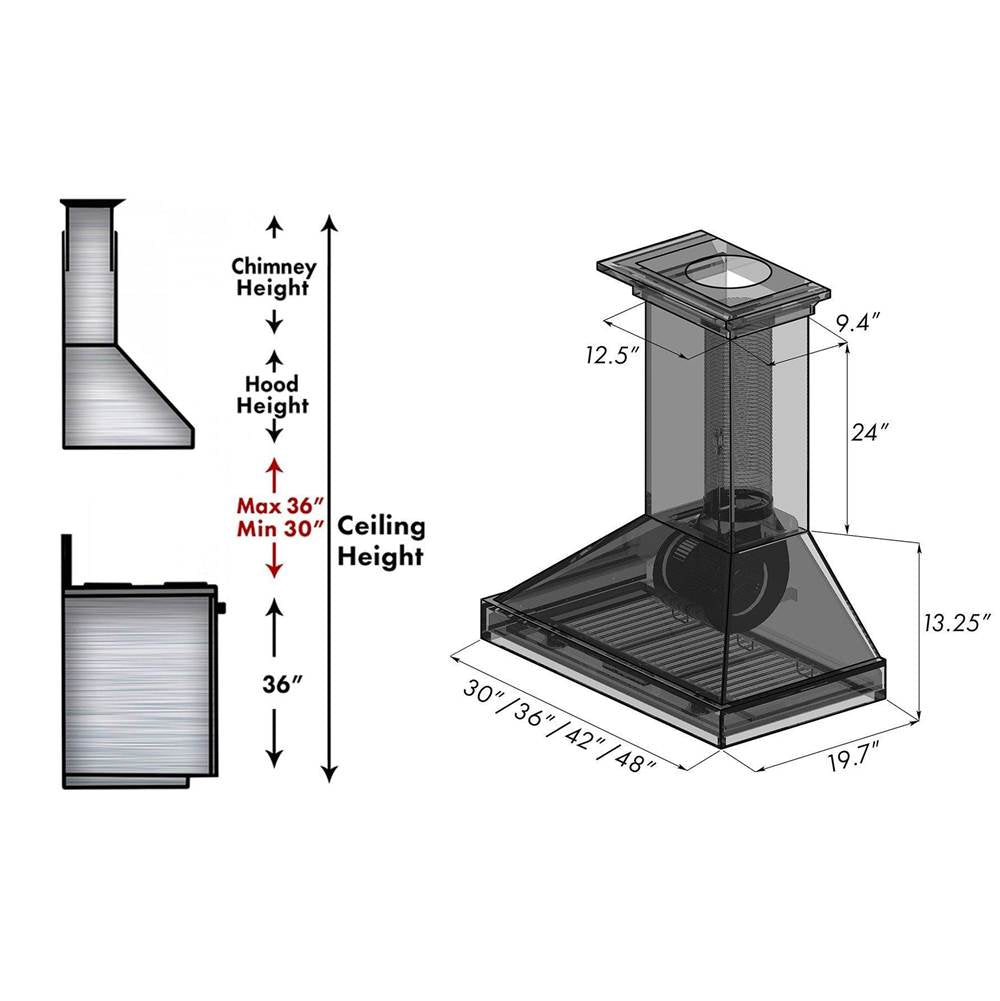 48'' Unfinished Wooden Wall Mount Range Hood - Includes Motor
