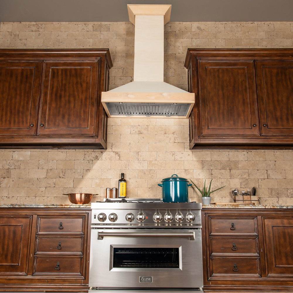 Z-Line - 48'' Unfinished Wooden Wall Mount Range Hood - Includes Motor