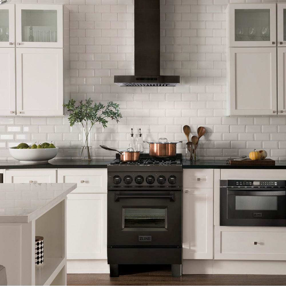 24'' Convertible Vent Wall Mount Range Hood in Black Stainless Steel