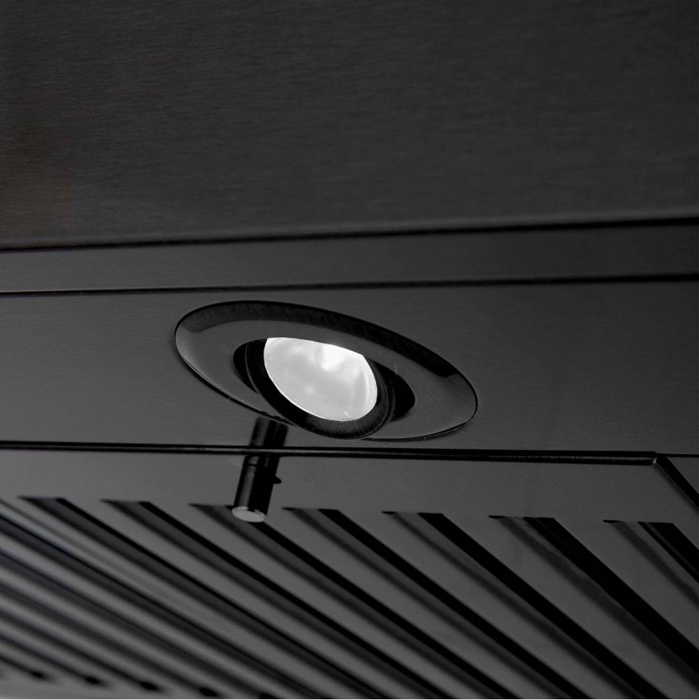 Convertible Vent Wall Mount Range Hood in Black Stainless Steel with Crown Molding (BSKENCRN)