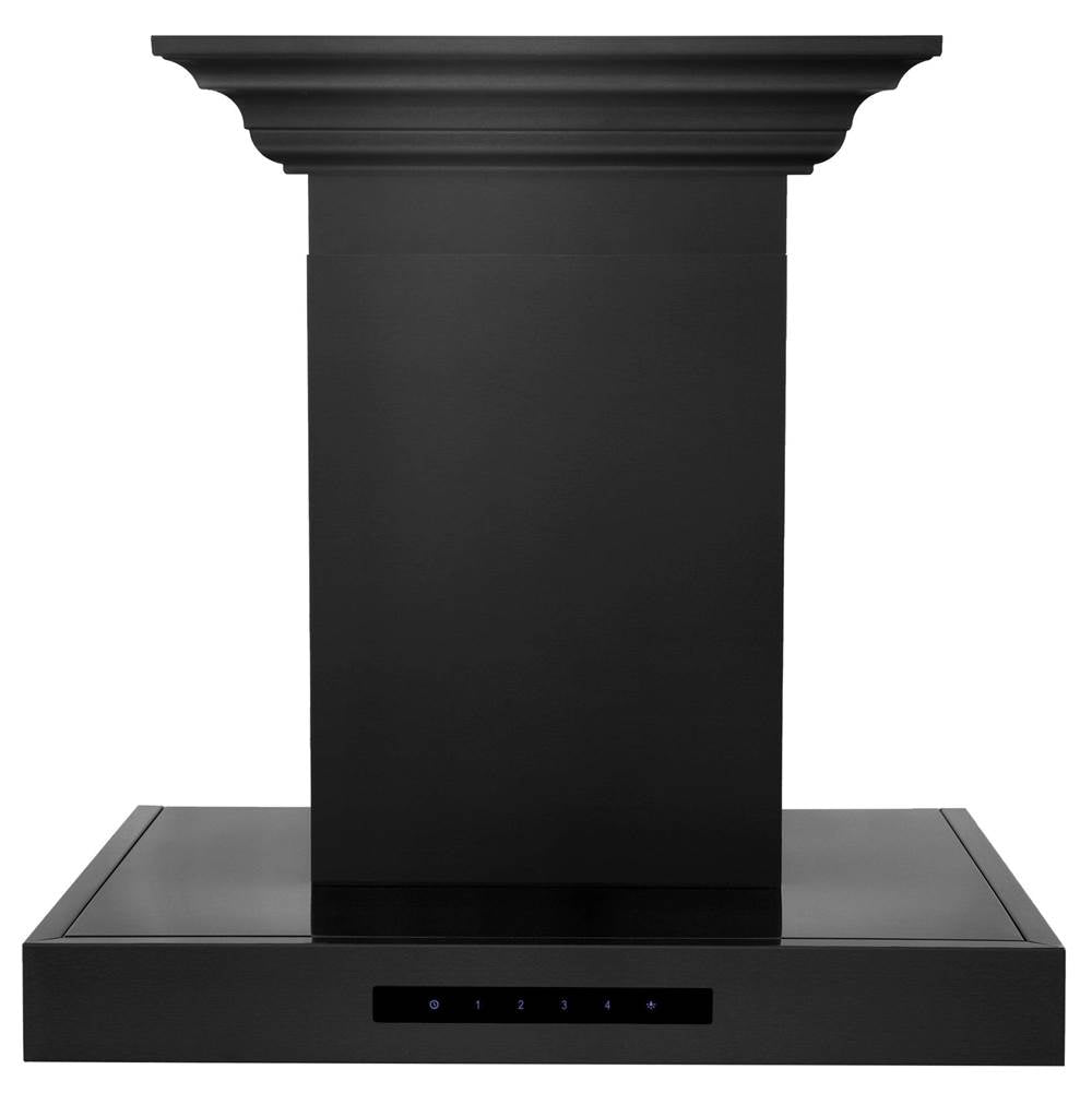 Convertible Vent Wall Mount Range Hood in Black Stainless Steel with Crown Molding (BSKENCRN)