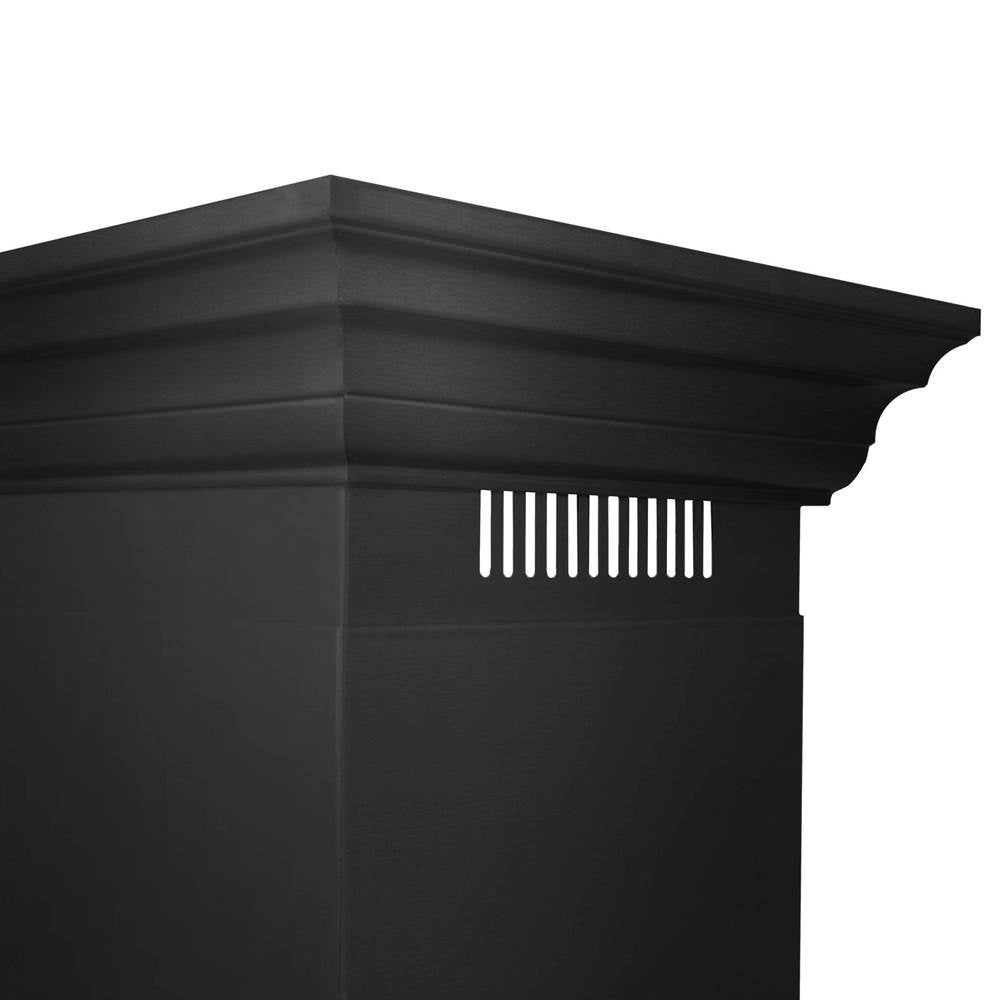 Convertible Vent Wall Mount Range Hood in Black Stainless Steel with Crown Molding (BSKENCRN)