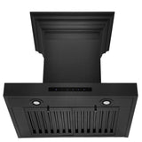 Convertible Vent Wall Mount Range Hood in Black Stainless Steel with Crown Molding (BSKENCRN)