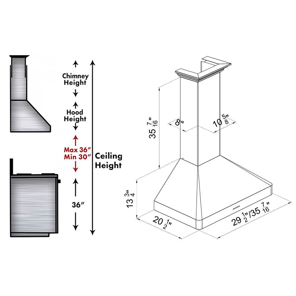 48'' Wall Mount Range Hood in DuraSnow Stainless Steel