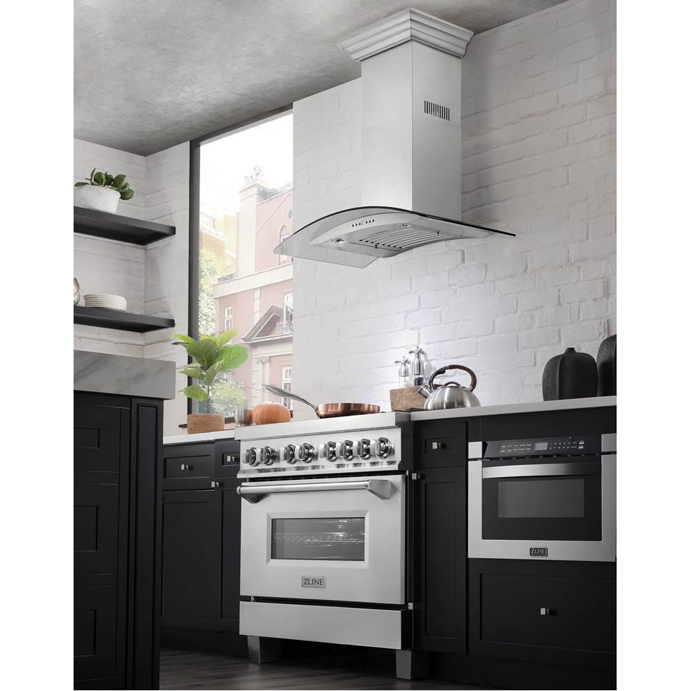 48'' Wall Mount Range Hood in Stainless Steel & Glass
