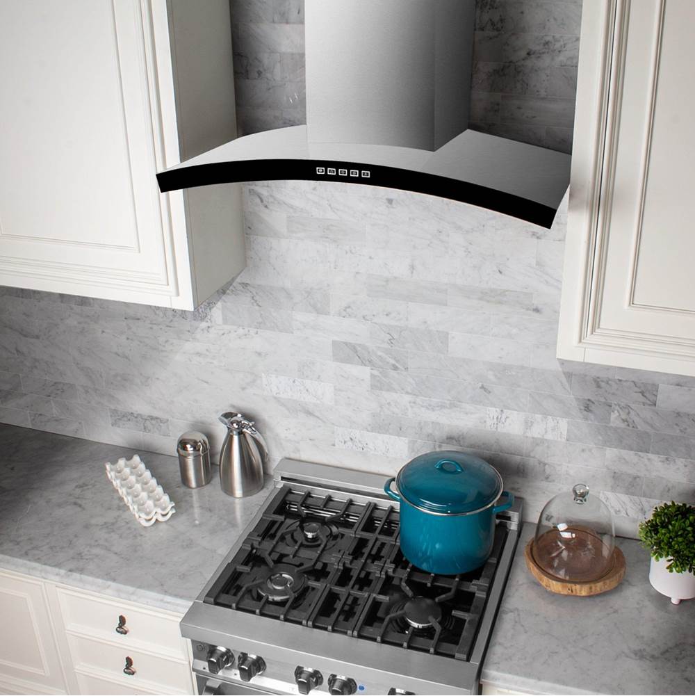 36'' Wall Mount Range Hood in Stainless Steel & Glass