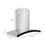 36'' Wall Mount Range Hood in Stainless Steel & Glass