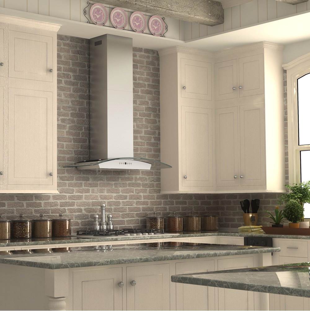 36'' Wall Mount Range Hood in Stainless Steel & Glass