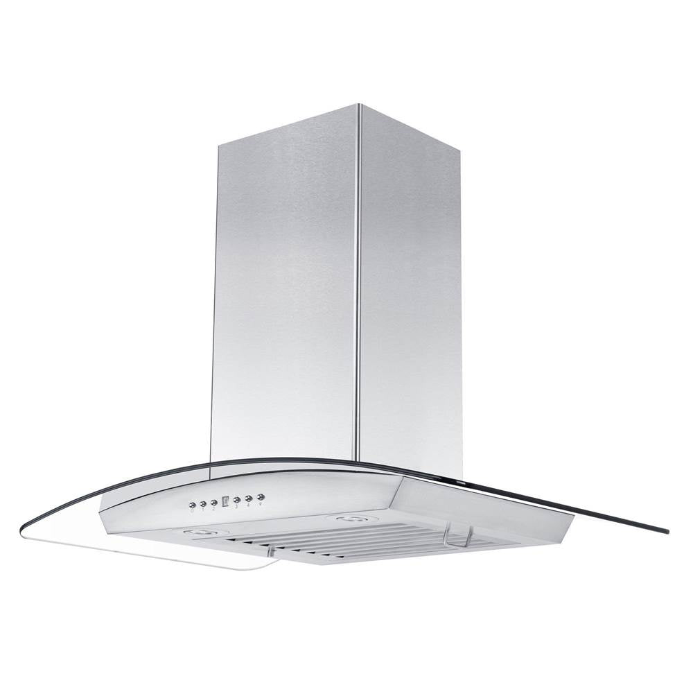 Z-Line - 30'' Wall Mount Range Hood in Stainless Steel & Glass with Crown Molding