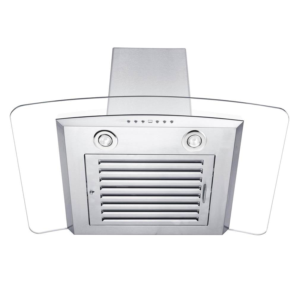 36'' Wall Mount Range Hood in Stainless Steel & Glass with Crown Molding