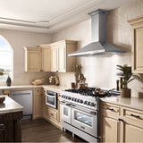 48'' Wall Mount Range Hood in Stainless Steel with Built-in CrownSound Bluetooth Speakers