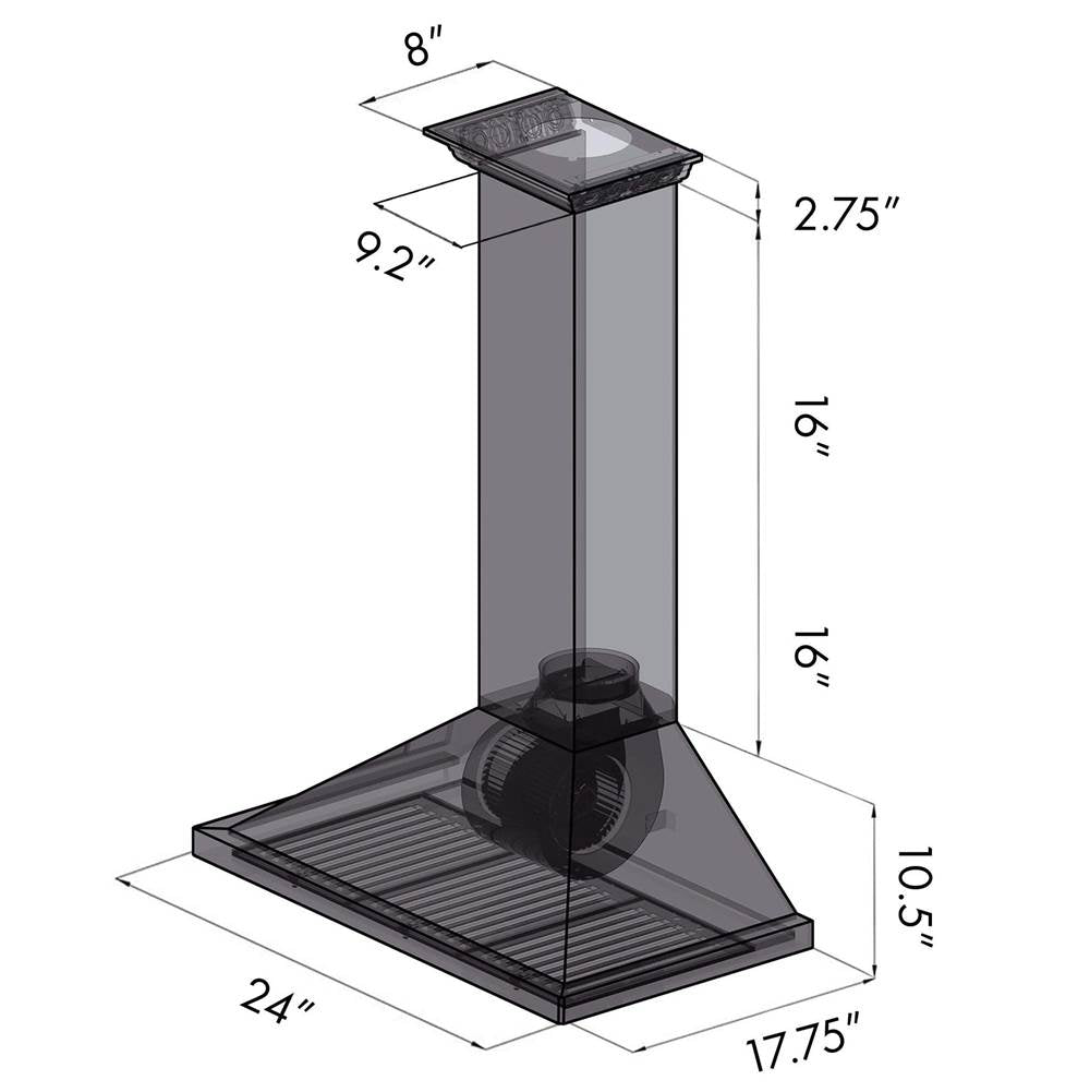 48'' Wall Mount Range Hood in Stainless Steel with Built-in CrownSound Bluetooth Speakers
