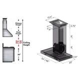 48'' Wall Mount Range Hood in Stainless Steel with Built-in CrownSound Bluetooth Speakers