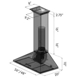 48'' Wall Mount Range Hood in Stainless Steel with Built-in CrownSound Bluetooth Speakers