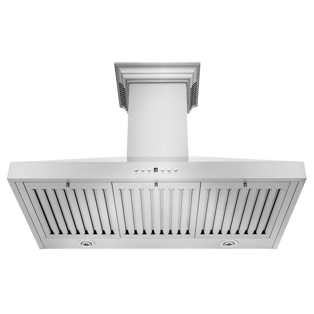 48'' Wall Mount Range Hood in Stainless Steel with Built-in CrownSound Bluetooth Speakers