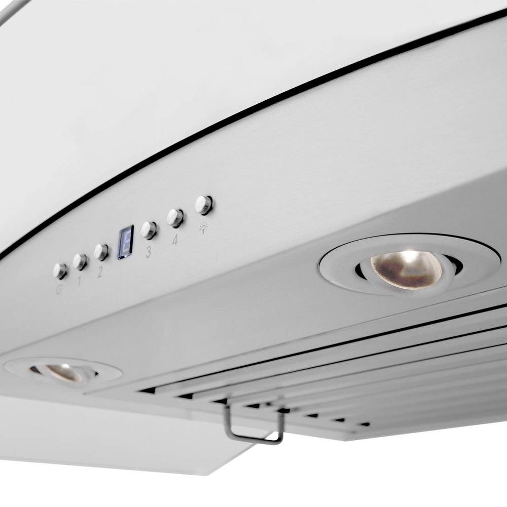 36'' Wall Mount Range Hood in Stainless Steel with Built-in CrownSound Bluetooth Speakers