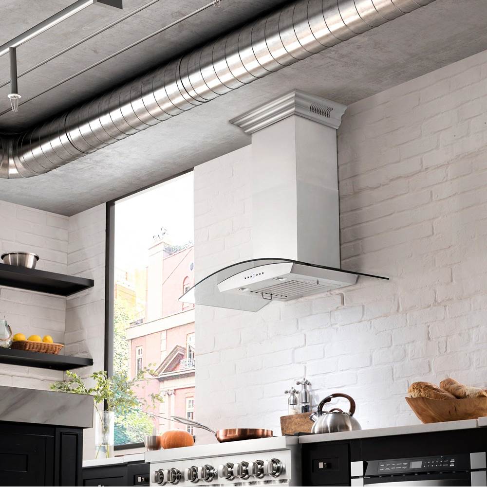 36'' Wall Mount Range Hood in Stainless Steel with Built-in CrownSound Bluetooth Speakers
