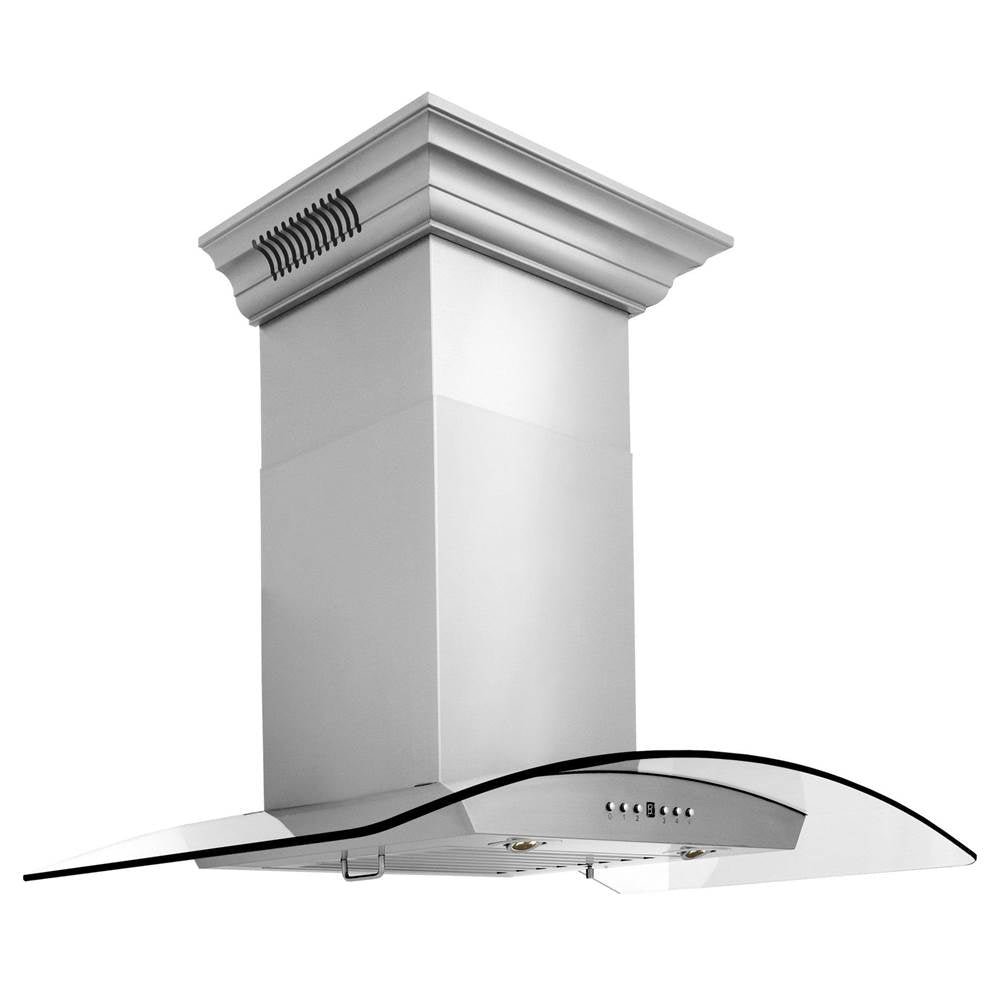 Z-Line - 30'' Wall Mount Range Hood in Stainless Steel with Built-in CrownSound Bluetooth Speakers
