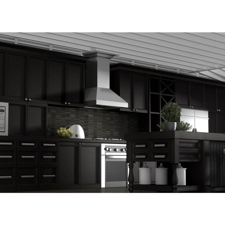 60'' Wall Mount Range Hood in Stainless Steel with Crown Molding
