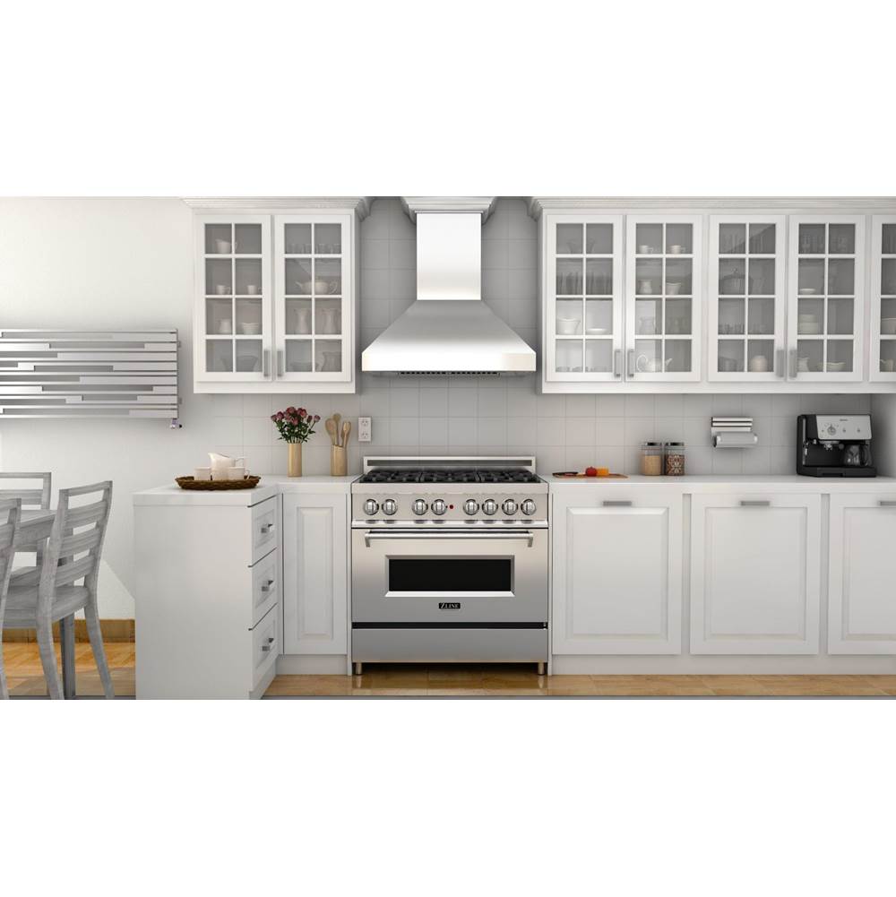 60'' Wall Mount Range Hood in Stainless Steel with Crown Molding