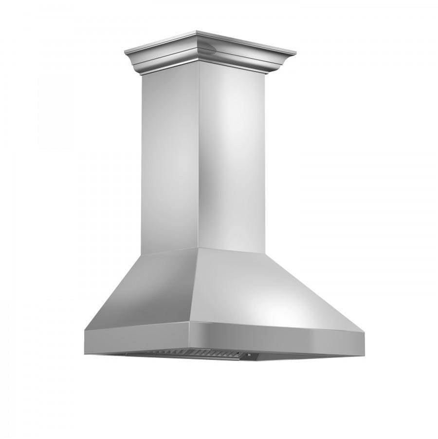 Z-Line - 30'' Wall Mount Range Hood in Stainless Steel with Crown Molding