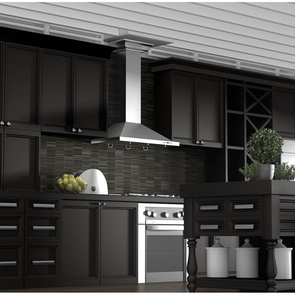 48'' Wall Mount Range Hood in Stainless Steel with Crown Molding