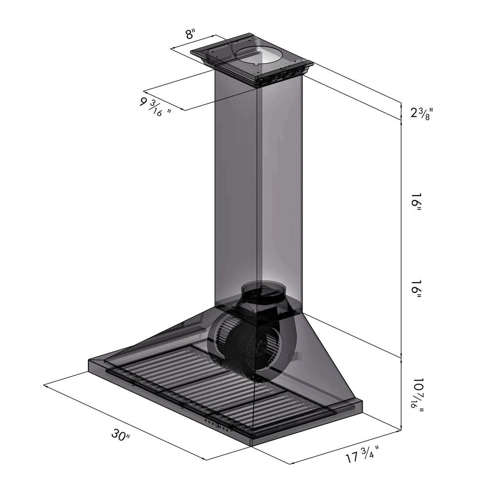 48'' Wall Mount Range Hood in Stainless Steel with Crown Molding