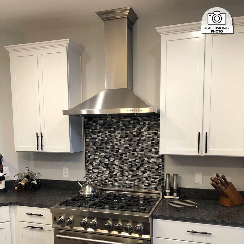 48'' Wall Mount Range Hood in Stainless Steel with Crown Molding