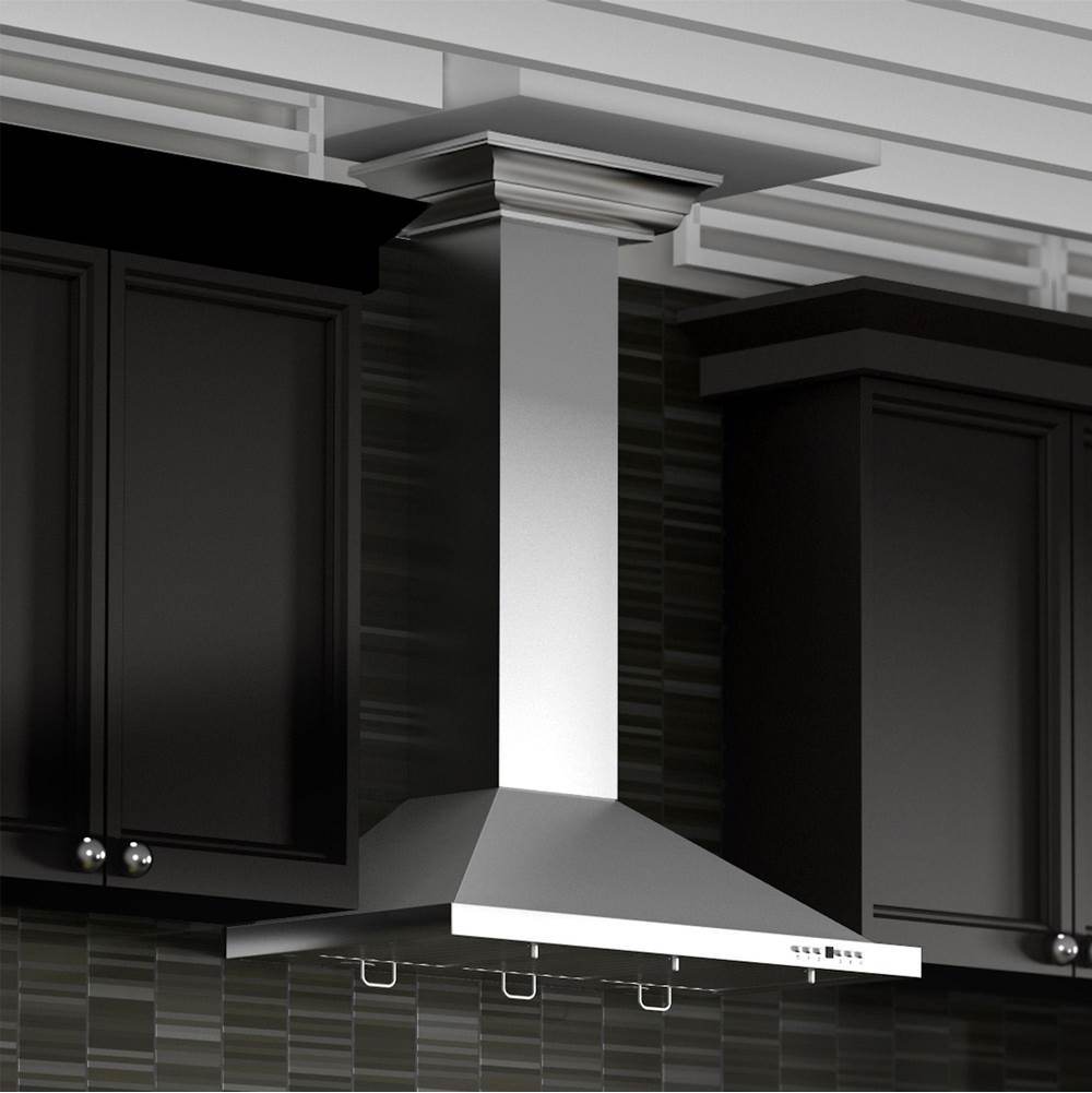 48'' Wall Mount Range Hood in Stainless Steel with Crown Molding
