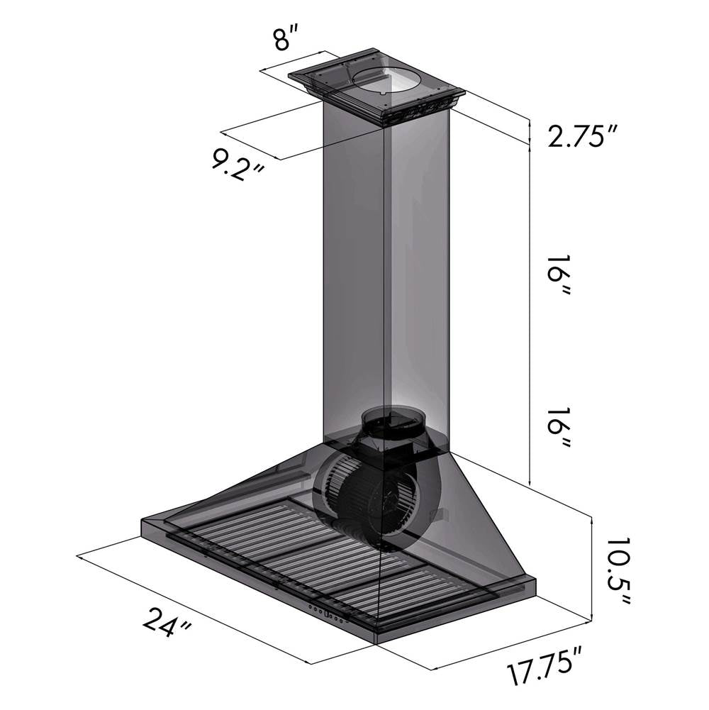 48'' Wall Mount Range Hood in Stainless Steel with Crown Molding
