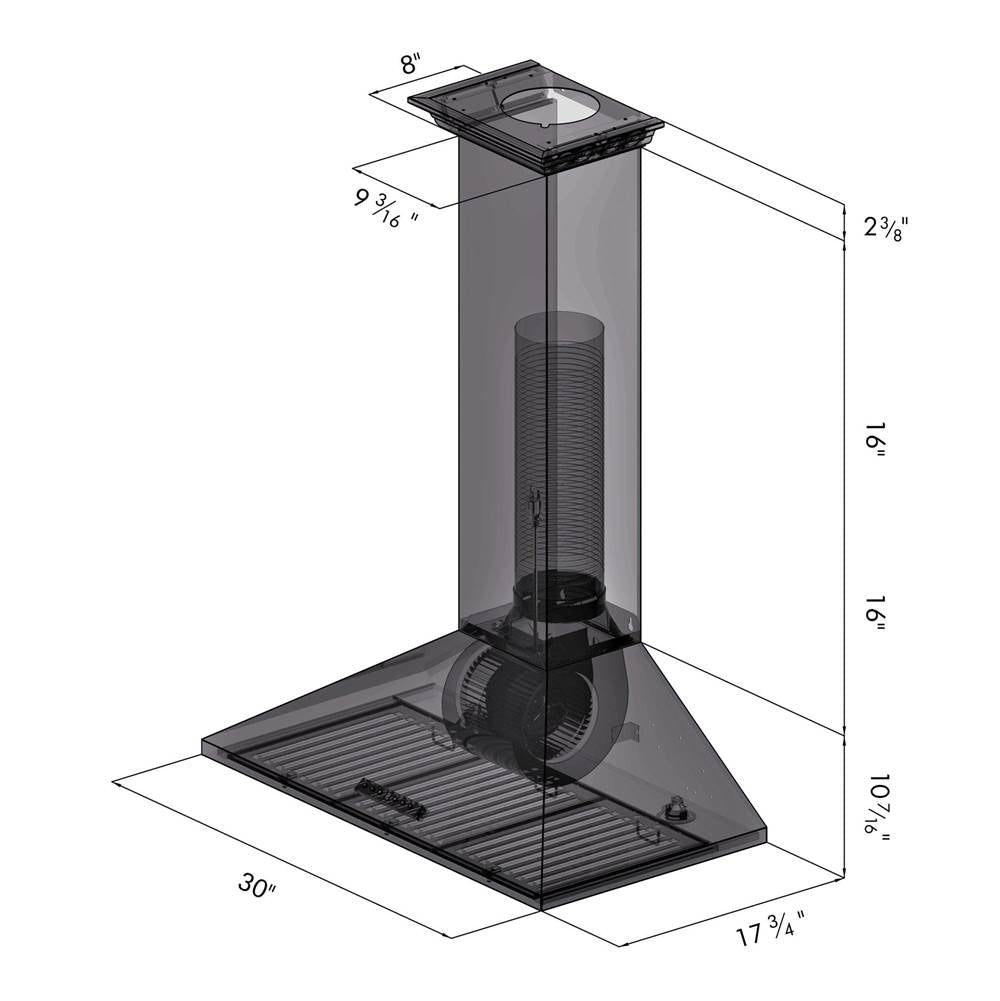 48'' Wall Mount Range Hood in Stainless Steel with Crown Molding