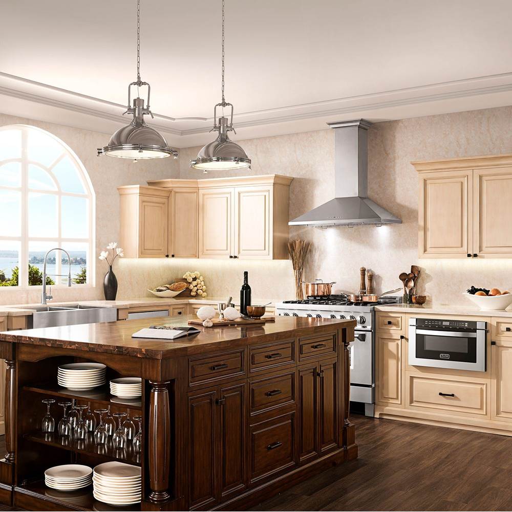 48'' Wall Mount Range Hood in Stainless Steel with Crown Molding