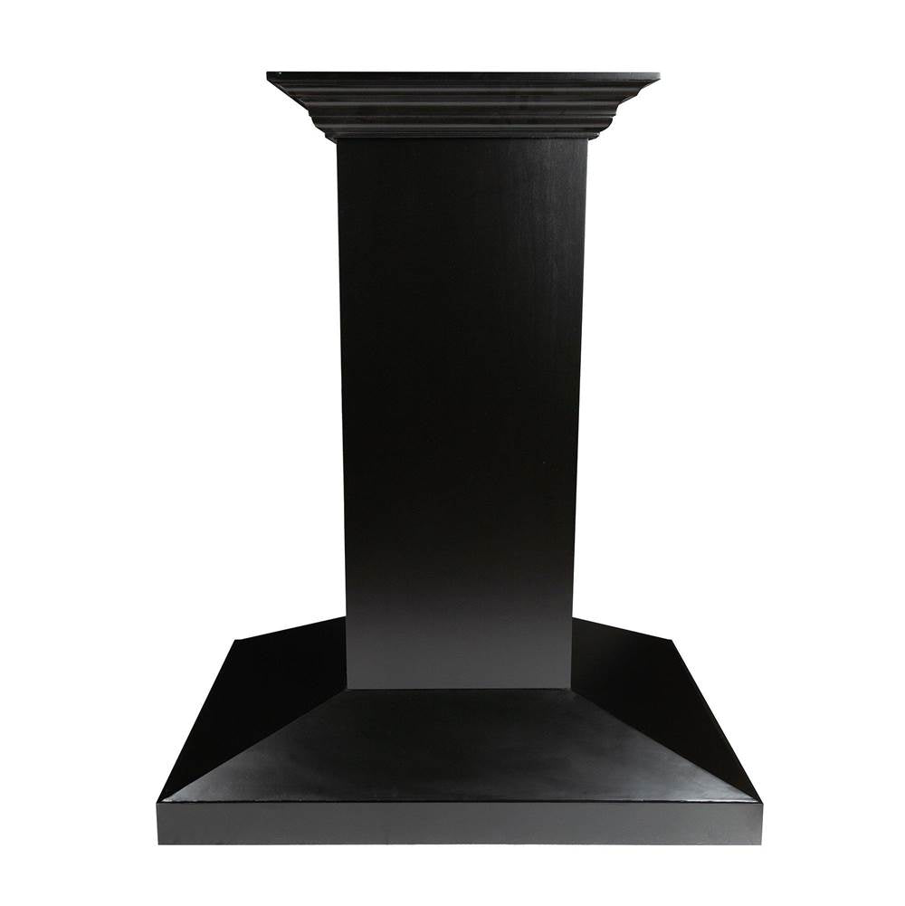 36'' Wooden Island Mount Range Hood in Black - Includes Motor