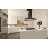 36'' Wooden Island Mount Range Hood in Black - Includes Motor