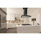 36'' Wooden Island Mount Range Hood in Black - Includes Motor