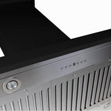 36'' Wooden Island Mount Range Hood in Black - Includes Motor