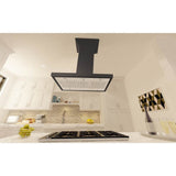 36'' Wooden Island Mount Range Hood in Black - Includes Motor