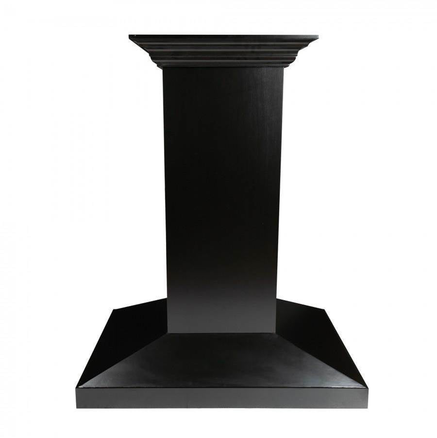 36'' Wooden Island Mount Range Hood in Black - Includes Motor