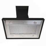 36'' Wooden Island Mount Range Hood in Black - Includes Motor