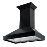 36'' Wooden Wall Mount Range Hood in Black - Includes Motor