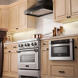 36'' Wooden Wall Mount Range Hood in Black - Includes Motor