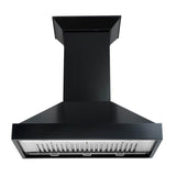 36'' Wooden Wall Mount Range Hood in Black - Includes Motor
