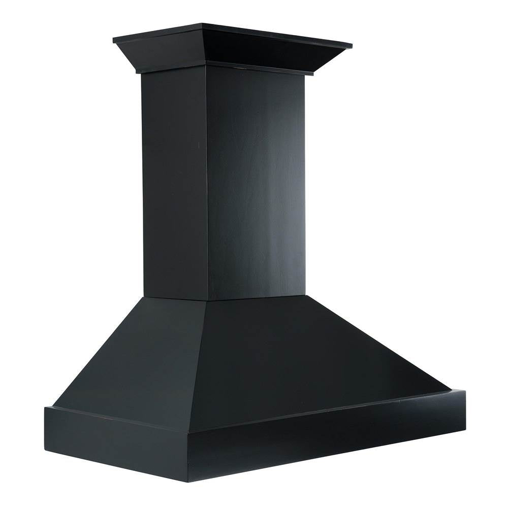 36'' Wooden Wall Mount Range Hood in Black - Includes Motor