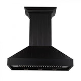 36'' Wooden Wall Mount Range Hood in Black - Includes Motor