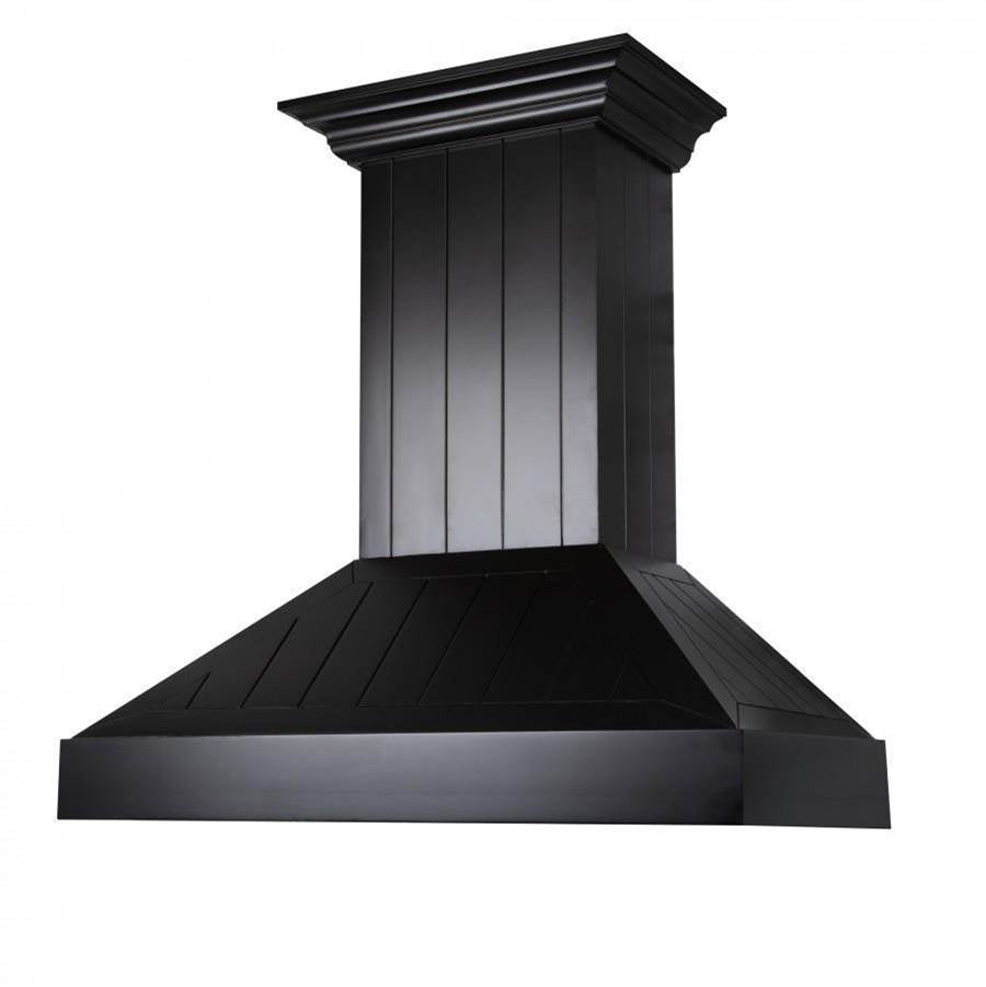 36'' Wooden Wall Mount Range Hood in Black - Includes Motor