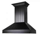 36'' Wooden Wall Mount Range Hood in Black - Includes Motor
