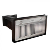36'' Wooden Wall Mount Range Hood in Black - Includes Motor